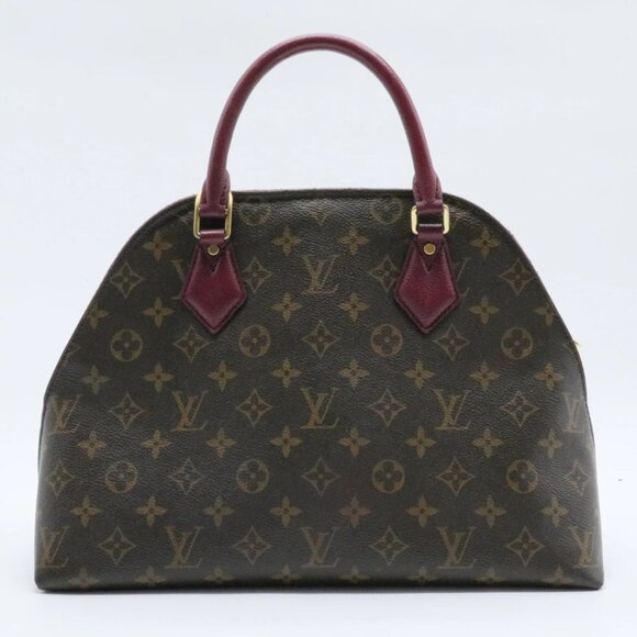 Louis Vuitton ALMA Handbag in Monogram Coated Canvas Brown Contrast Burgundy - Picture 4 of 11